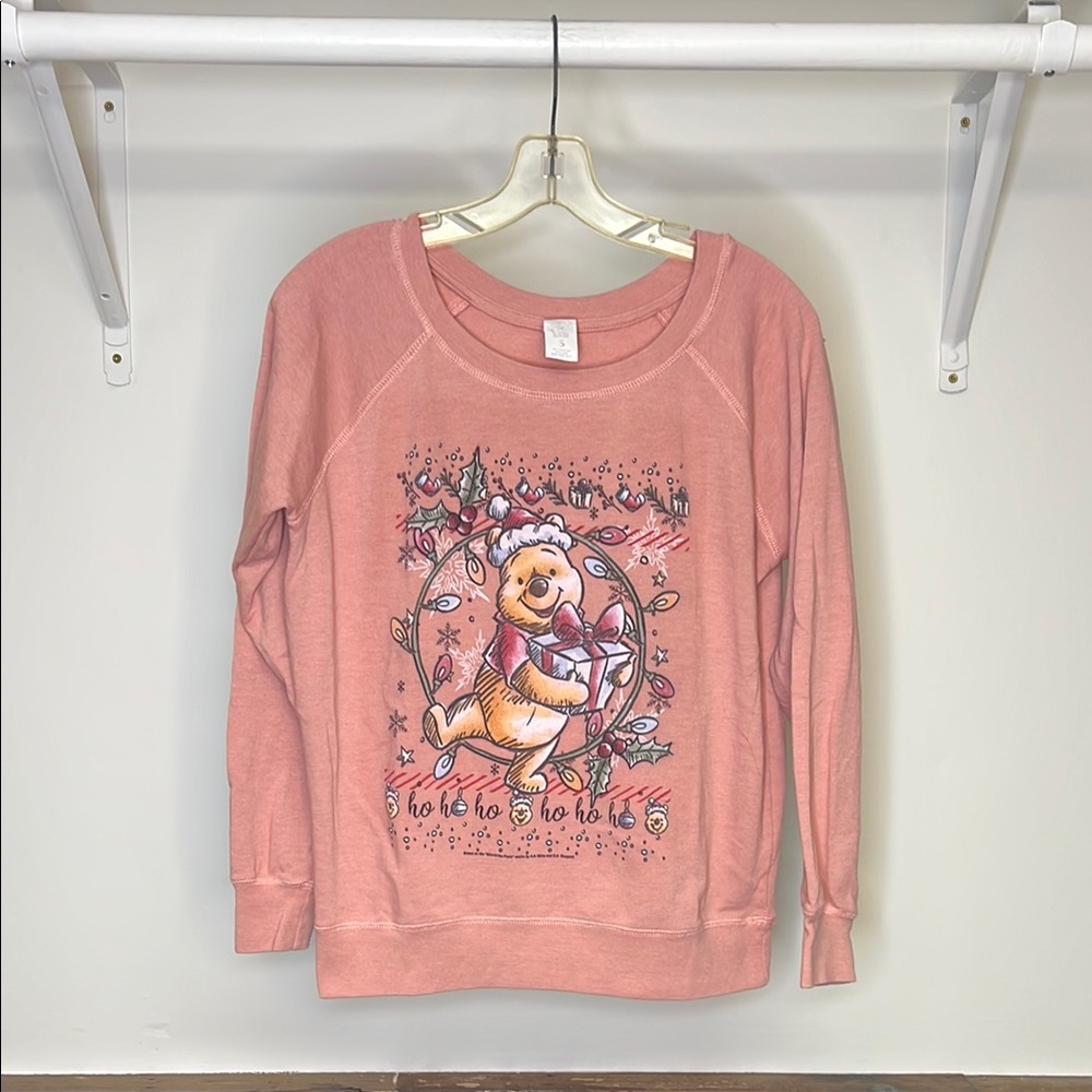 Box Lunch Disney Women's Pink Holiday Winnie The Pooh Sweatshirt- S